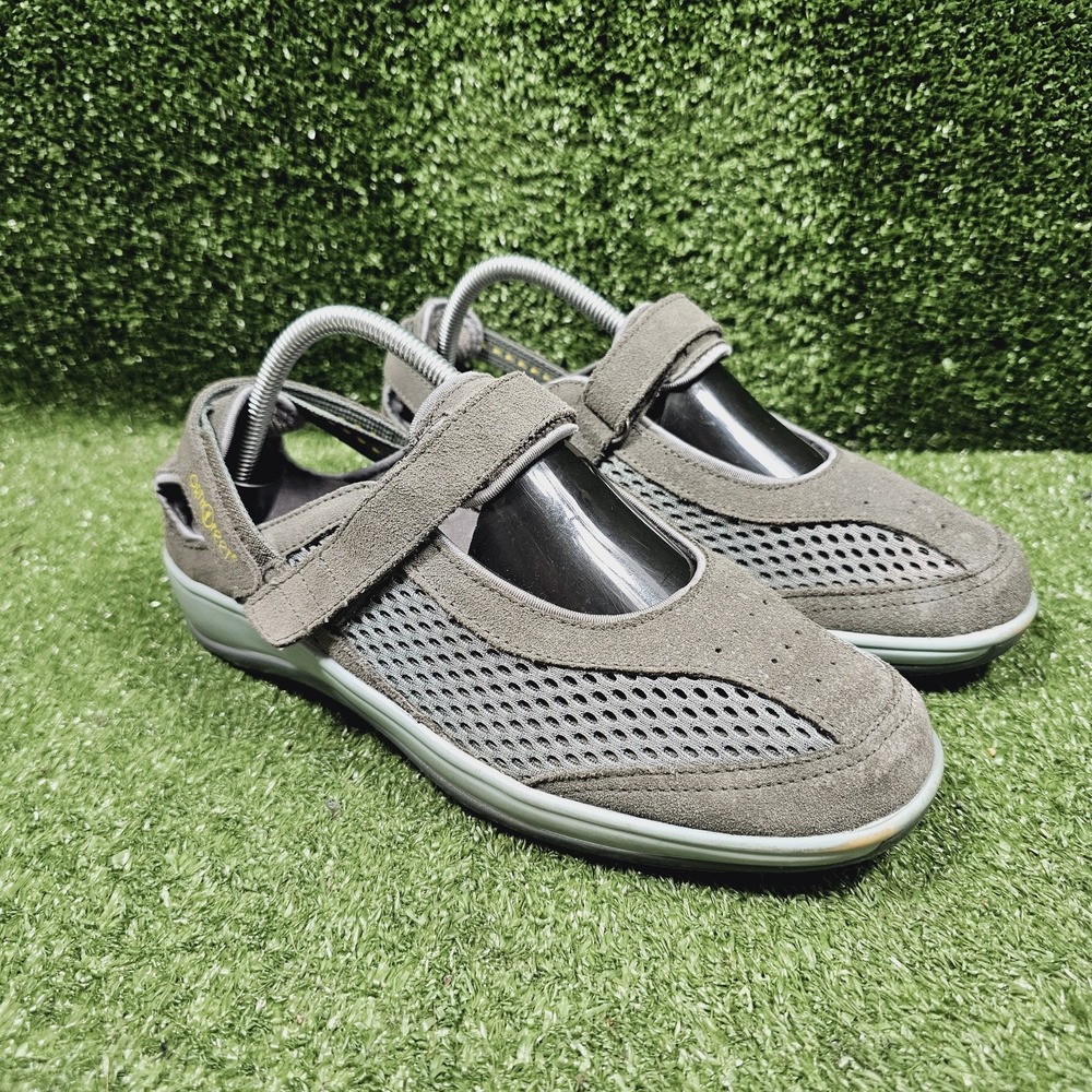 Orthofeet Sanibel 895 Grey Suede Mary Jane Comfort‎ Shoes Womens Size 9.5